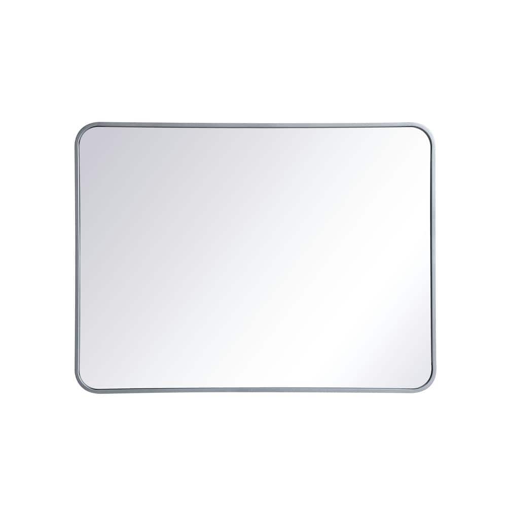 Timeless Home 36 in. H x 27 in. W Silver Modern Soft Corner Rectangular Wal