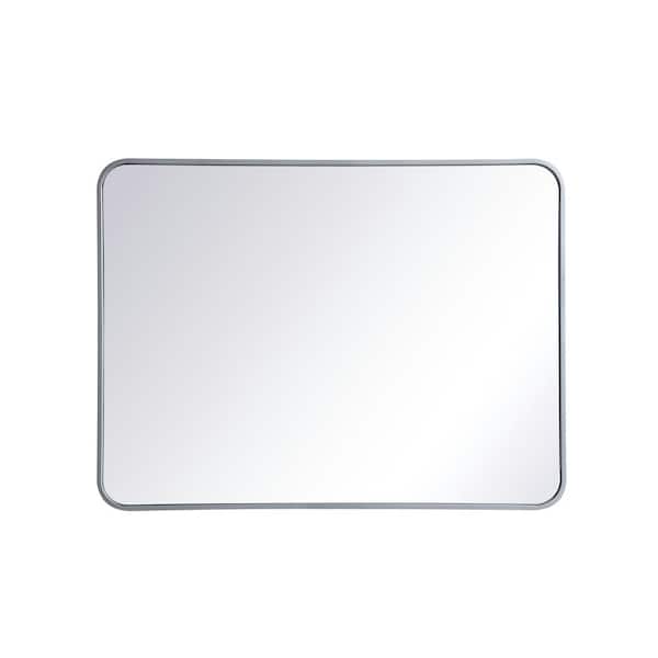 Unbranded Timeless Home 36 in. H x 27 in. W Silver Modern Soft Corner Rectangular Wall Mirror