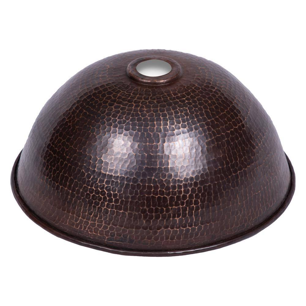 Antique Dark Copper Hand Hammered Vessel Sink, 14-inch