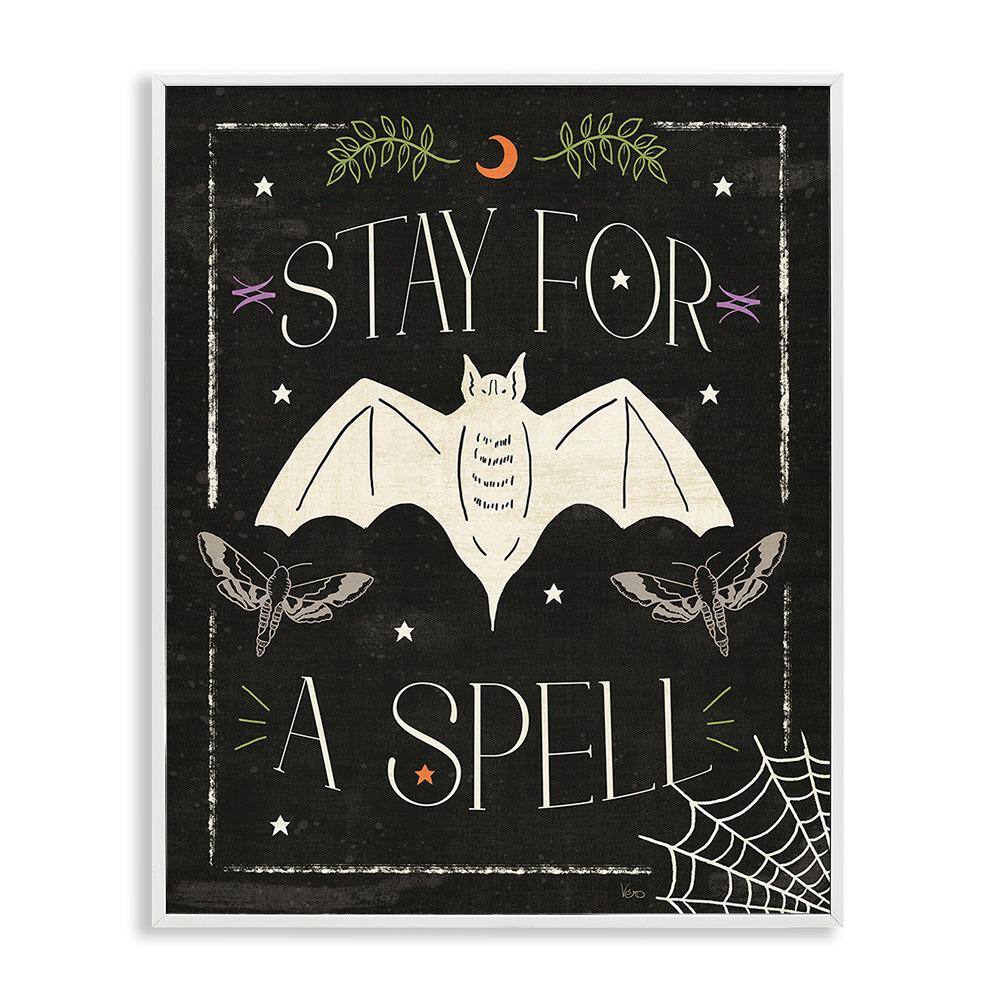 Stay For A Spell Phrase by Veronique Charron 1-Piece Framed Graphic Print Typography Poster Art Print 20 in. x 16 in. price history on PriceWatchPro