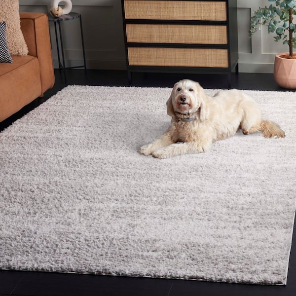 DEMING RUG 140*200 ラグ SAFAVIEH Rumi Shag 9 ft. x 12 ft. Gray/Ivory Distressed Abstract