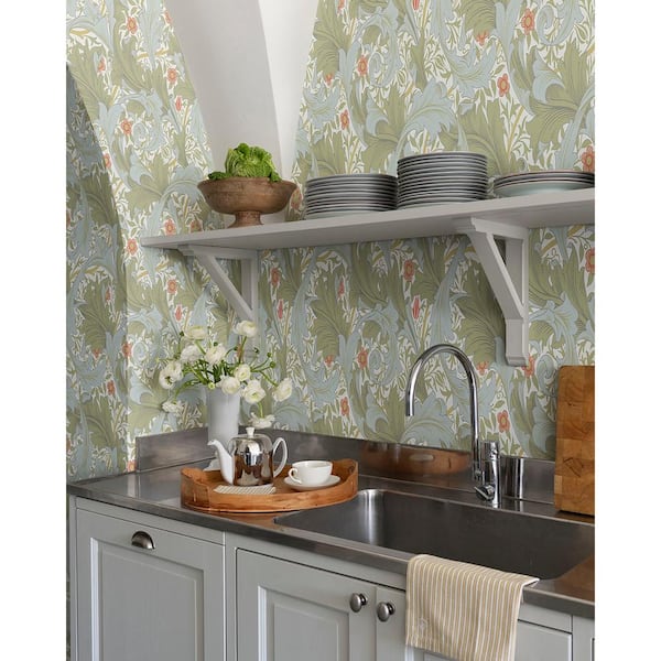 Green Granville Leafy Vine Non-Pasted Non Woven Wallpaper Sample