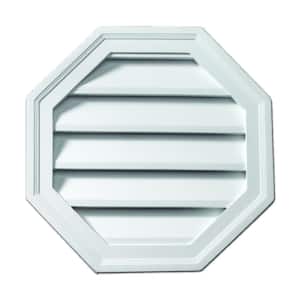 18 in. x 18 in. Functional Octagon White Polyurethane Weather Resistant Gable Louver Vent