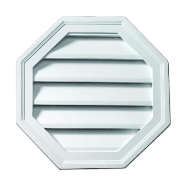 Fypon 28 in. x 28 in. Functional Octagon White Polyurethane Weather Resistant Gable Louver Vent