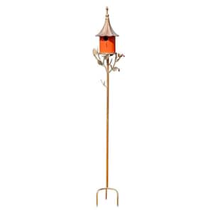 69.25 in. Tall Iron and Porcelain Birdhouse Stake "Amsterdam"