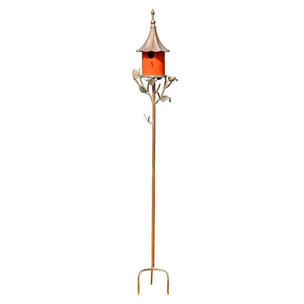Zaer Ltd. International 69.25 in. Tall Iron and Porcelain Birdhouse Stake "Amsterdam"