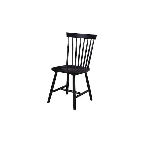 Alpine Furniture Lyra Black Wood Seat Solid Wood Side Chair Set of 2