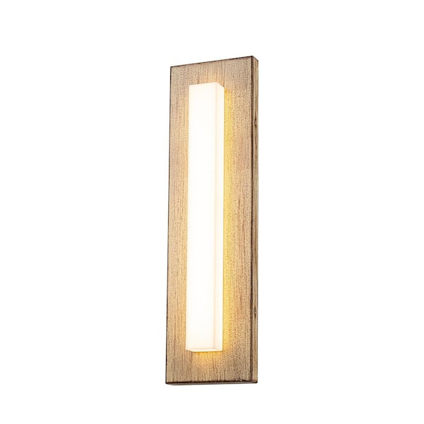 1-Light Rectangle Brown Outdoor Integrated LED Wall Lantern Sconce