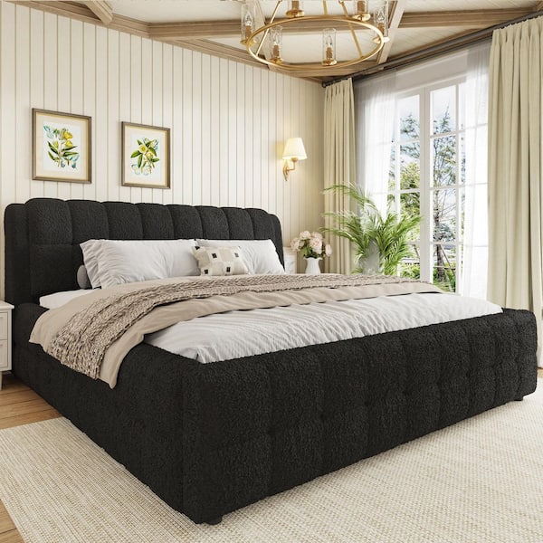 Black Wood Frame King Size Platform Bed