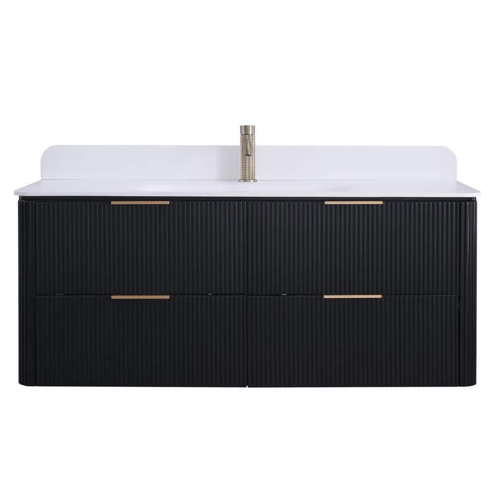 CosmicSky 48 in. Single Sink Floating Bath Vanity in Black Oak with White Integrated Acrylic Top Basin (Assembled) price history on PriceWatchPro