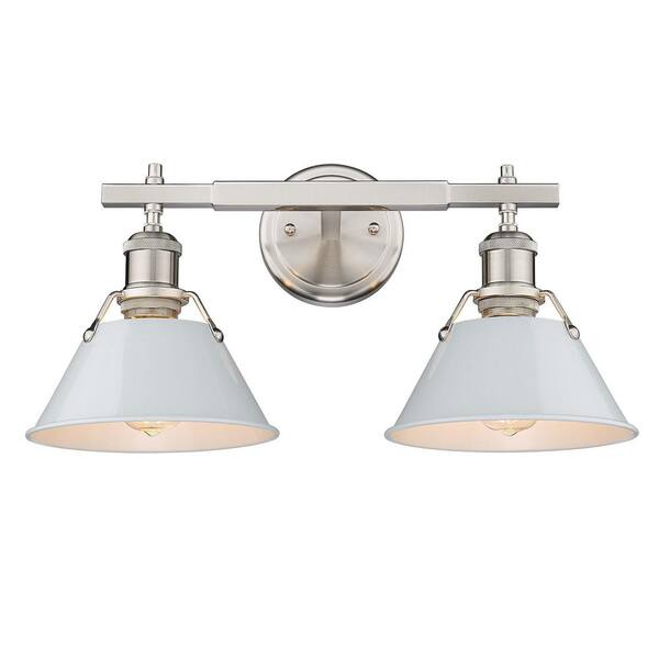 Golden Lighting Orwell 18.25 in. 2-Light Pewter Vanity Light with Dusky ...