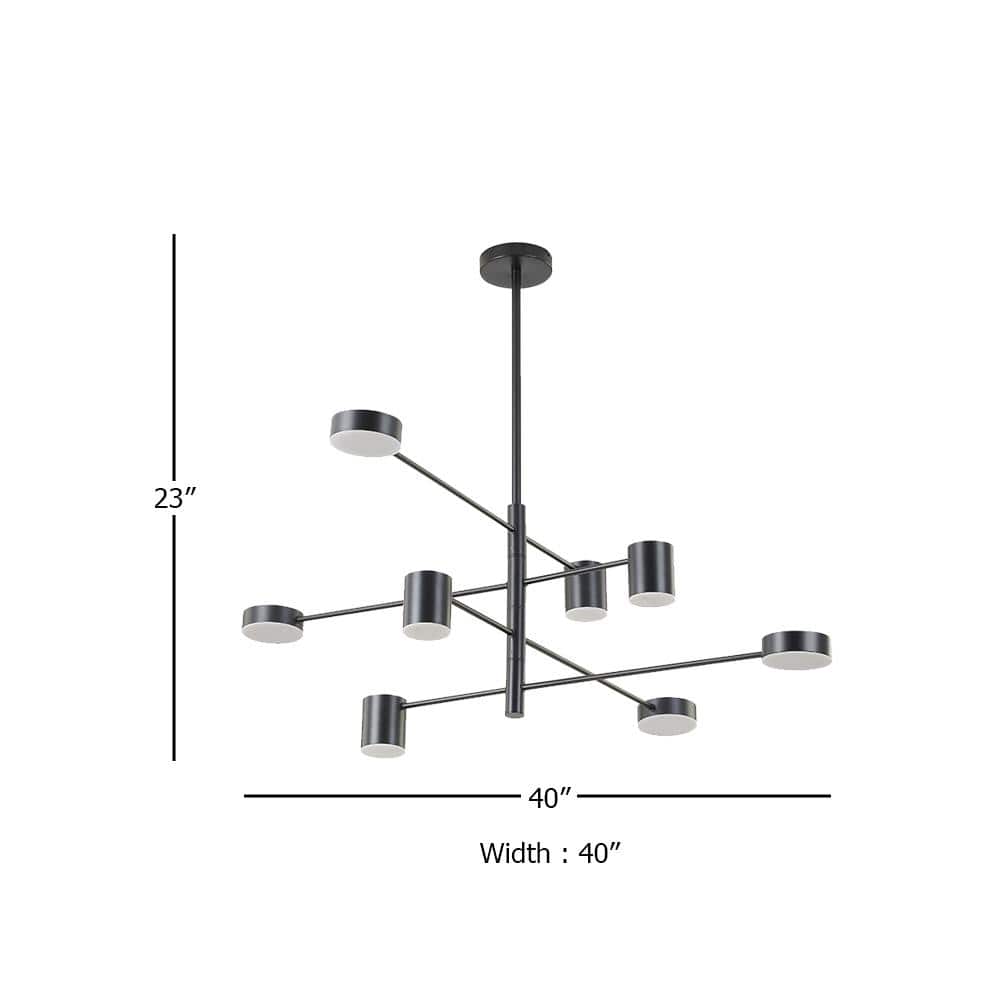 Contemporary Crystal-Infused Brass LED Chandelier, 40 in