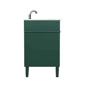 Timeless Home 48 in. W Single Bath Vanity in Green with Marble Vanity Top in Carrara with White Basin