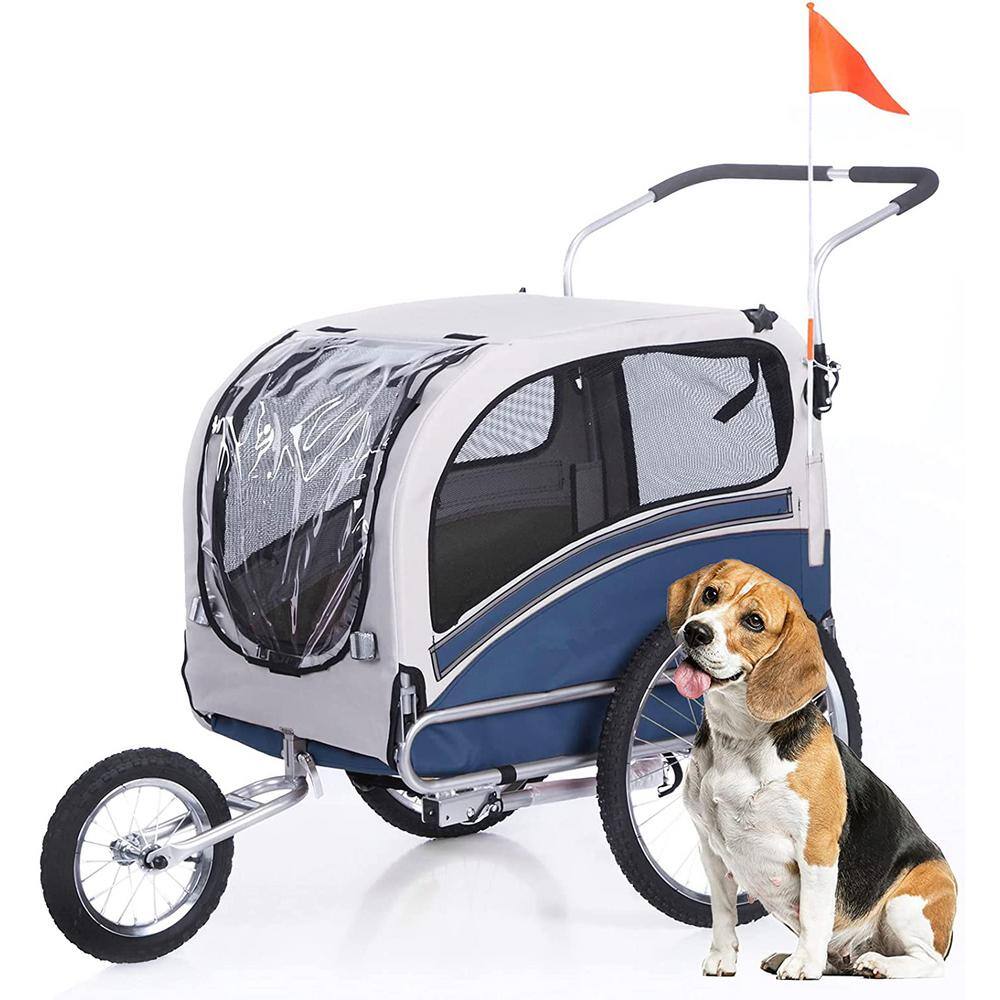 Blue Pet Bicycle Trailer and Jogger Travel Carrier Suitable for Small and M
