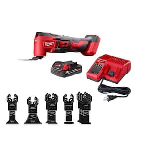 M18 18V Lithium-Ion Cordless Oscillating Multi-Tool Kit with (1) 1.5Ah Battery and Charger and Oscillating Blade Set