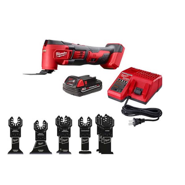 Milwaukee M18 18V Lithium-Ion Cordless Oscillating Multi-Tool Kit with (1) 1.5Ah Battery and Charger and Oscillating Blade Set