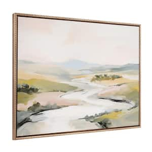 Abstract Nature Landscape Framed Canvas Wall Art 1-Piece Gold Framed Canvas Art Print, 31.50 in. x 41.50 in.