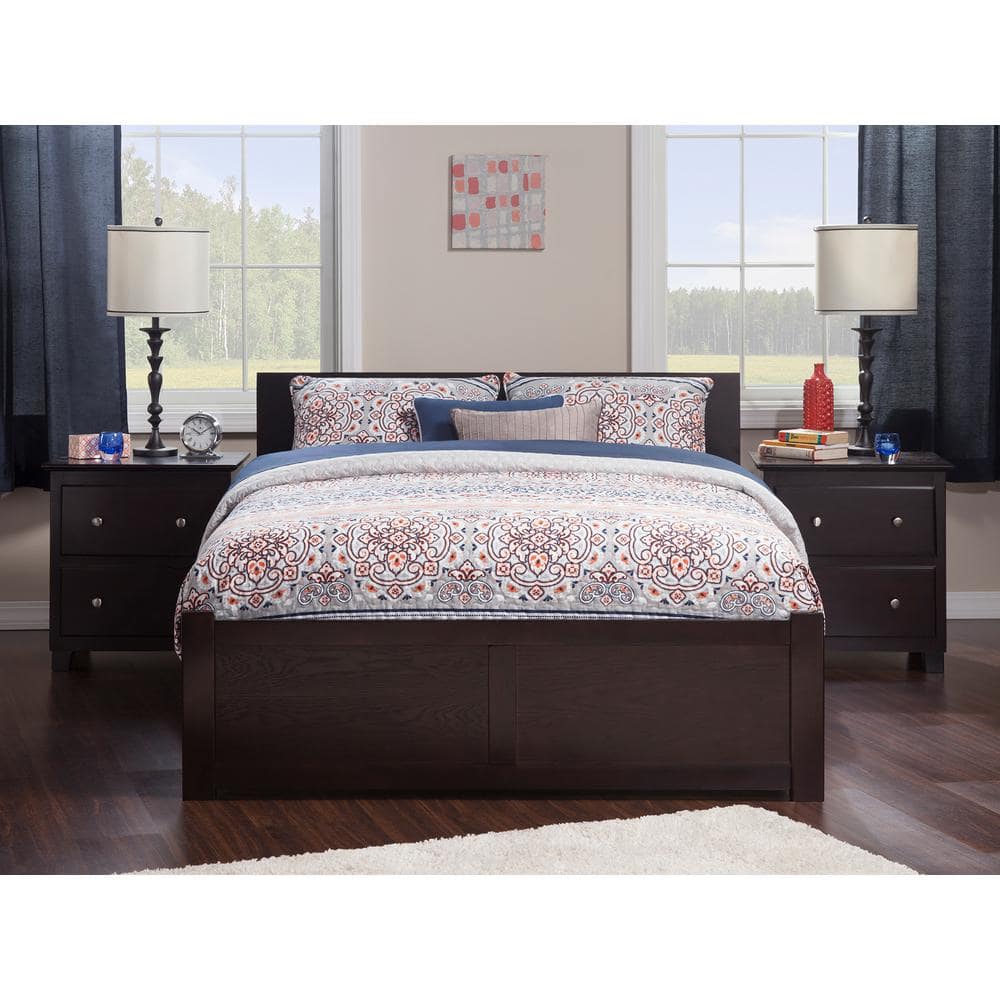 Orlando Dark Stained Wood Full Platform Bed with Storage