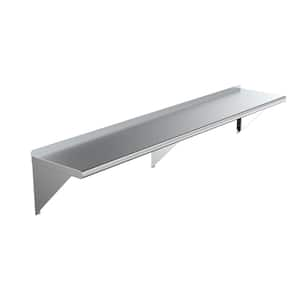 14 in. x 72 in. Stainless Steel Wall Shelf Kitchen, Restaurant, Garage, Laundry, Utility Room Metal Shelf with Brackets