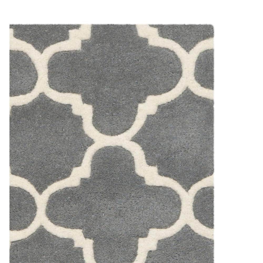 Hand-Tufted Dark Grey & Ivory Wool Round Accent Rug