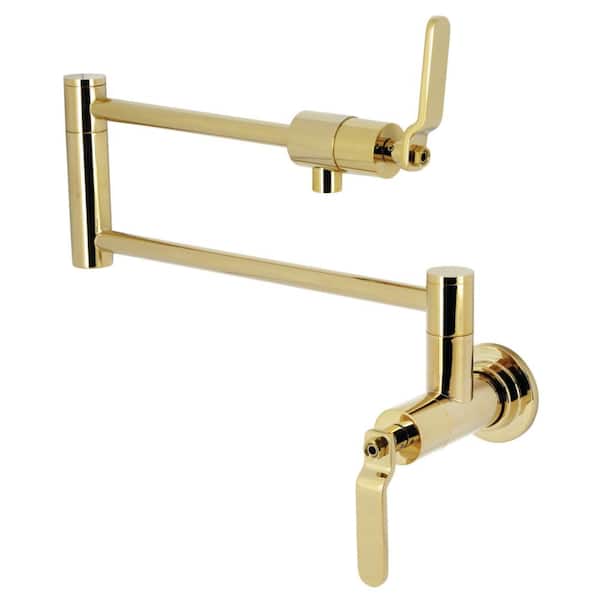 Kingston Brass Whitaker Wall Mount Pot Filler Faucet in Polished Brass