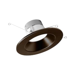 DLR Series 5 in. to 6 in. Oil-Rubbed Bronze 3000K Integrated LED Recessed Retrofit Downlight Trim, Remodel, Dimmable
