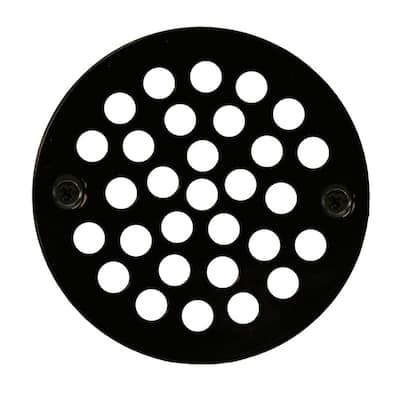 4-1/4 in. Round Stamped Replacement Coverall Strainer for Shower/Floor Drains in Black