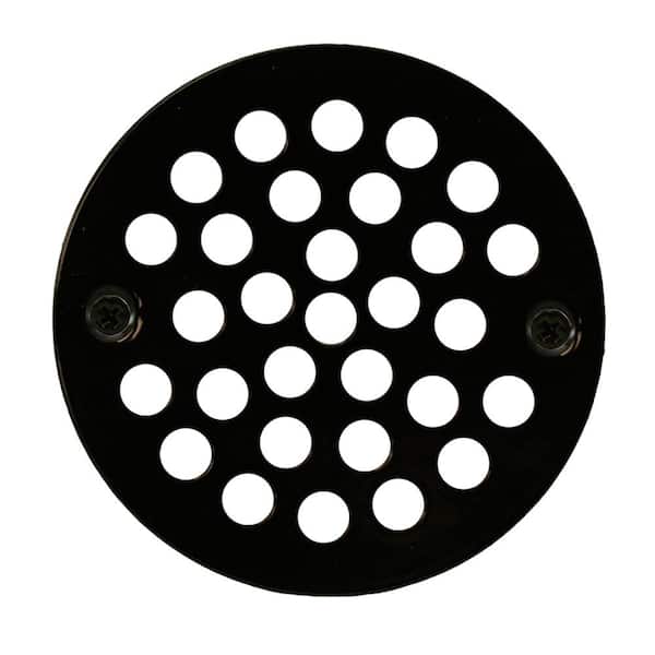 JONES STEPHENS 4-1/4 in. Round Stamped Replacement Coverall Strainer for Shower/Floor Drains in Black