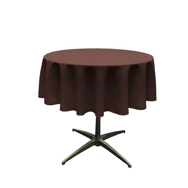 51 in. Round Brown Polyester Poplin Tablecloth