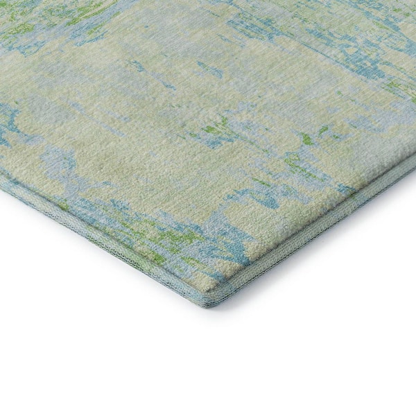 Mayfield Premium Machine Washable Abstract AMF1350 Mint 2 ft. 3 in. x 7 ft. 6 in. Runner Rug