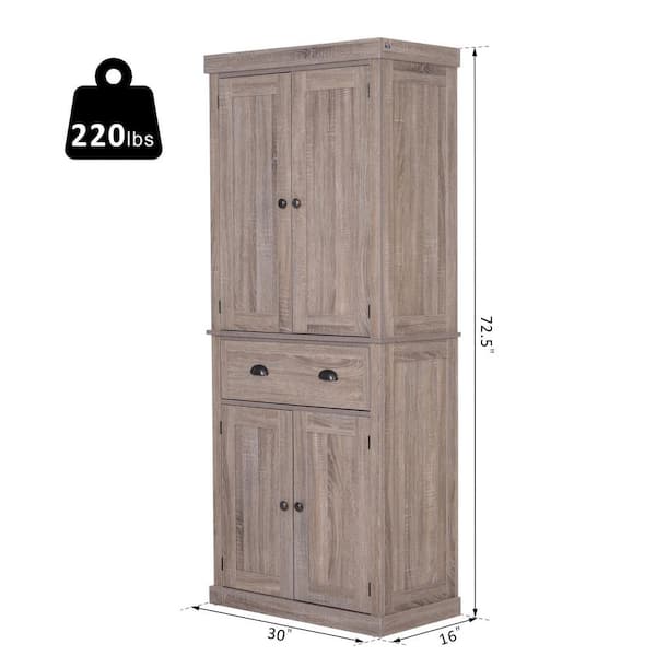 HOMCOM White Wood 23.5 in. Pantry Cabinet with Drawer and Adjustable  Shelves 835-946V80WT - The Home Depot