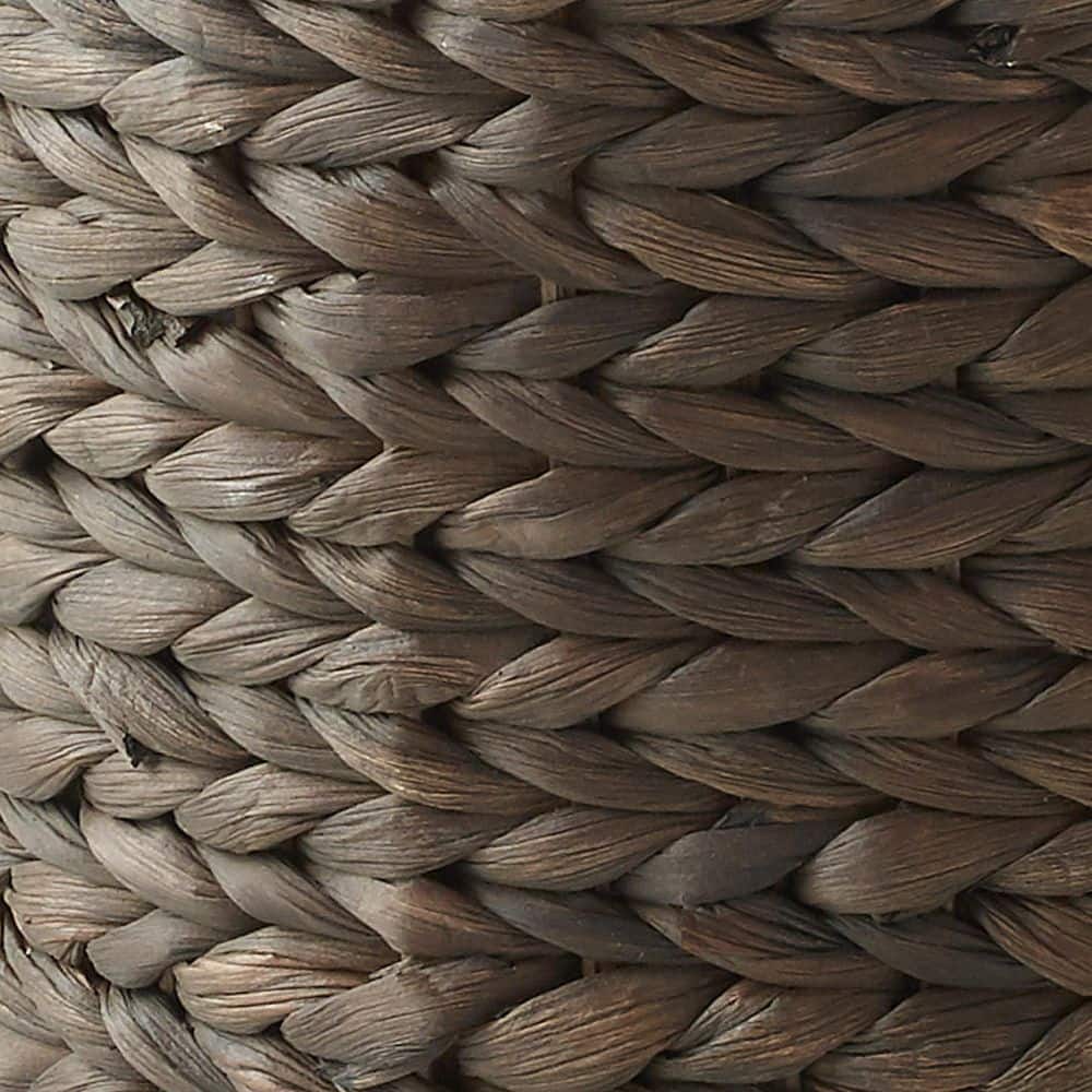 Espresso Water Hyacinth Woven Bathroom Trash Can with Lid