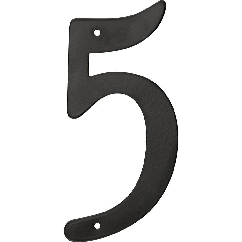 Everbilt 4 in. Black Nail-On Aluminum House Number 5 30456 - The Home Depot