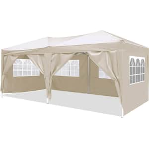 10 ft. x 20 ft. Pop Up Canopy Outdoor Portable Party Folding Tent with Carry Bag, Beige