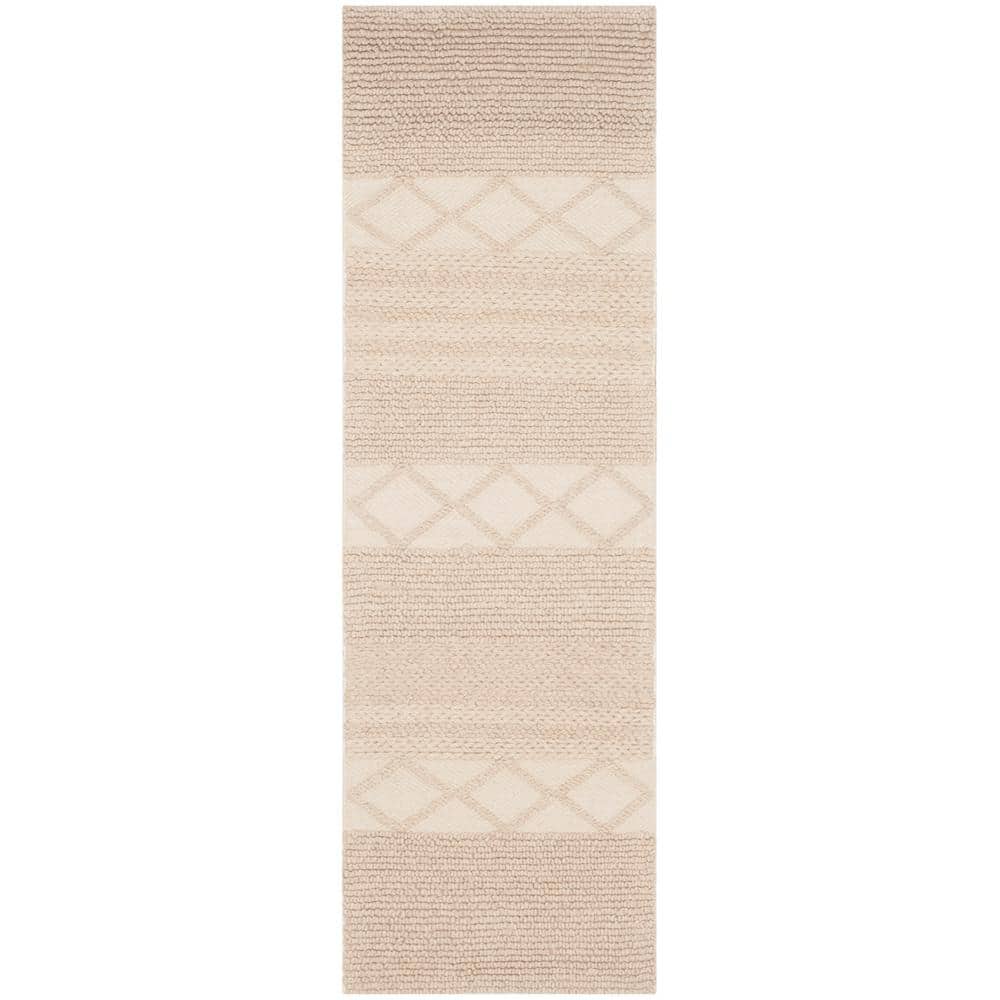Beige Wool Hand-Tufted Reversible Runner Rug