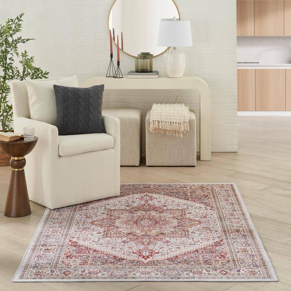 Ivory Red Persian Style Flatweave 5' x 7' Area Rug