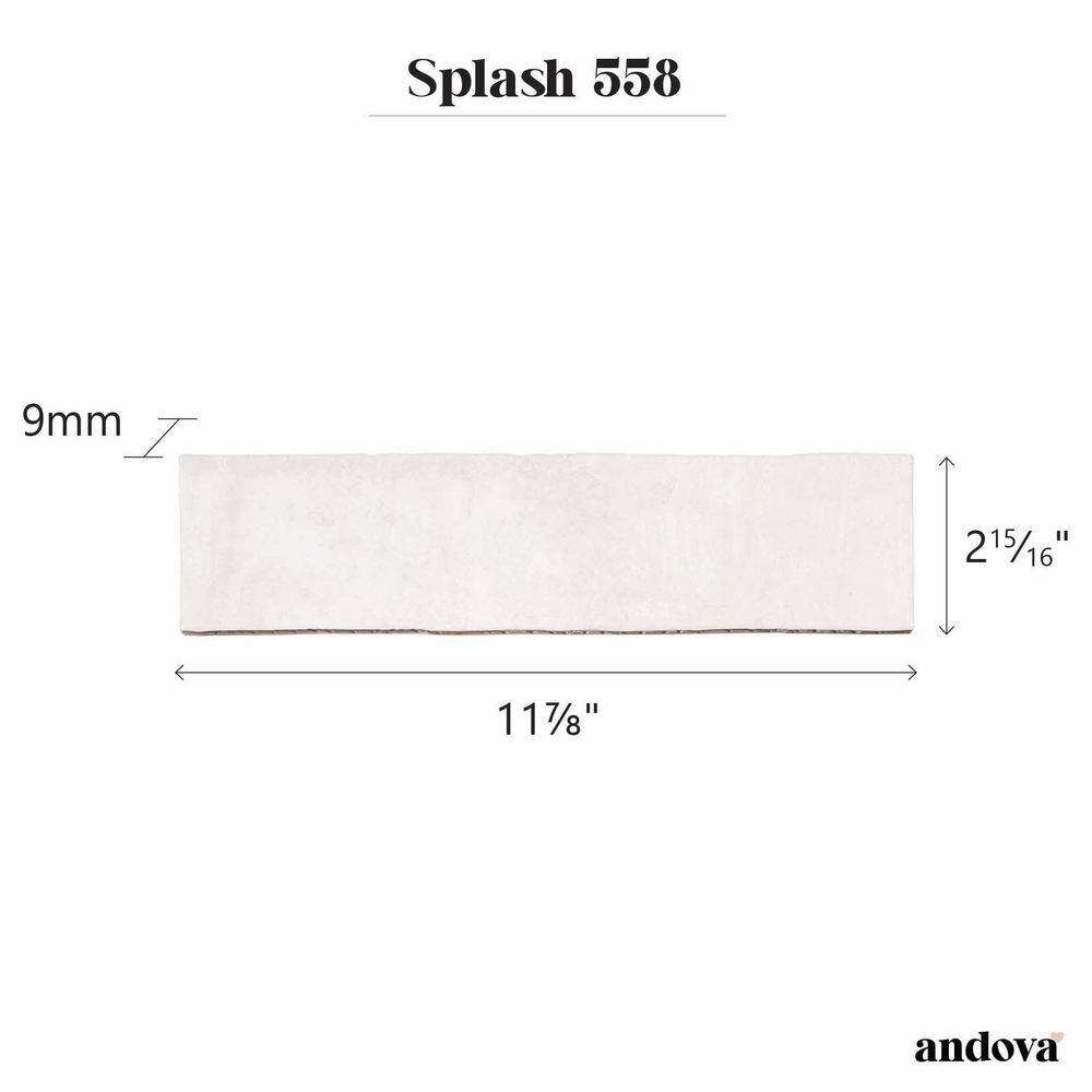 Splash Coconut White 3" x 12" Glossy Ceramic Subway Tile
