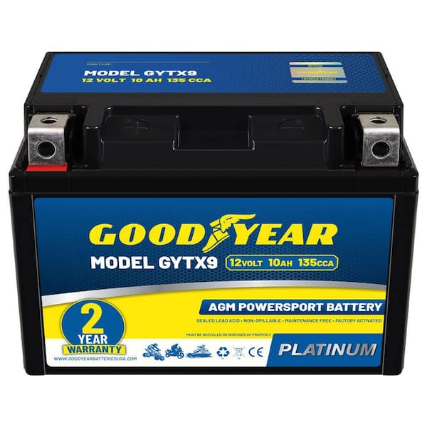 GYTX9-12-Volt 10 AH, 135 CCA, Rechargeable High-Performance, Maintenance Free, SLA-AGM Battery