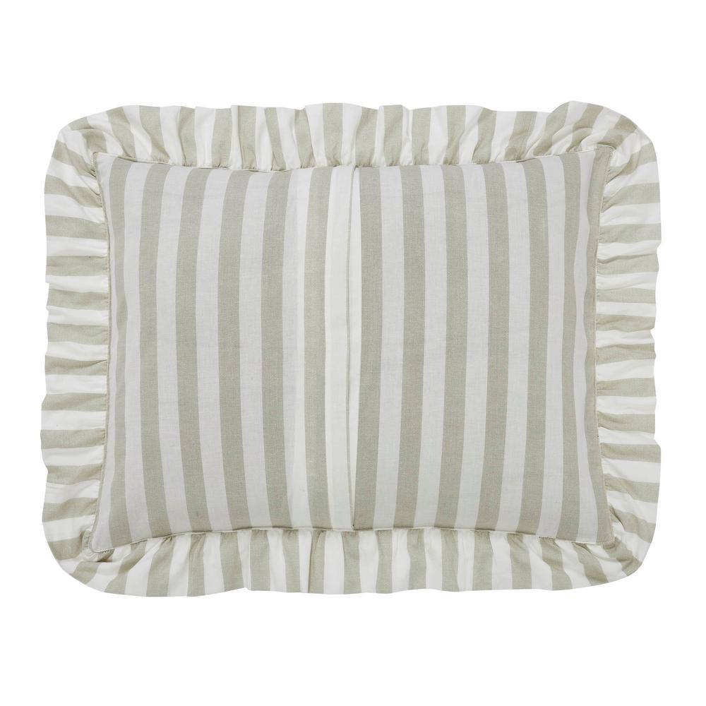 Soft White Cotton Ruffled Standard Sham with Stripes