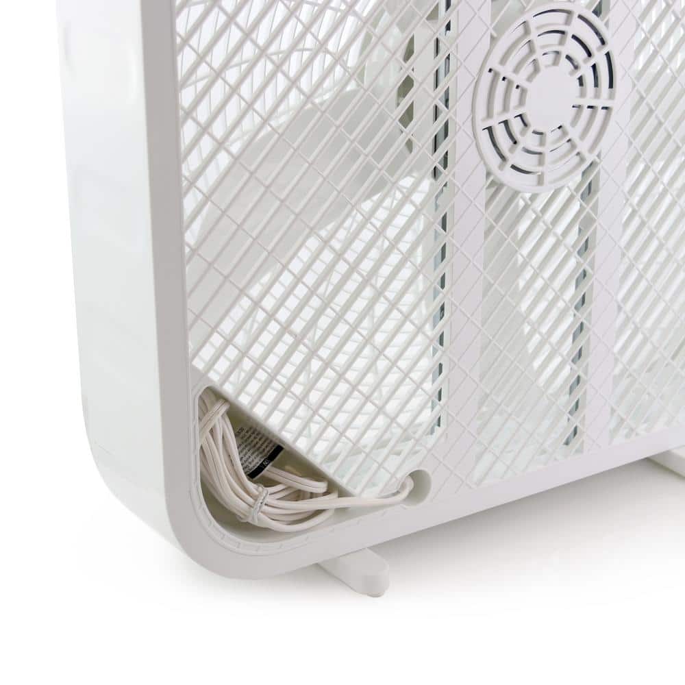 20-inch White Plastic 3-Speed Box Fan for Indoor/Outdoor Use