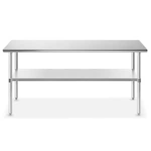 72 x 30 in. Stainless Steel Kitchen Utility Table with Bottom Shelf