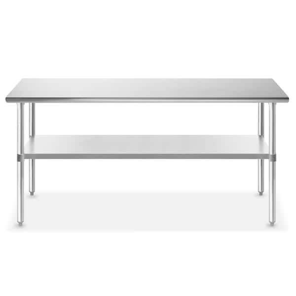 GRIDMANN 72 x 30 in. Stainless Steel Kitchen Utility Table with Bottom Shelf