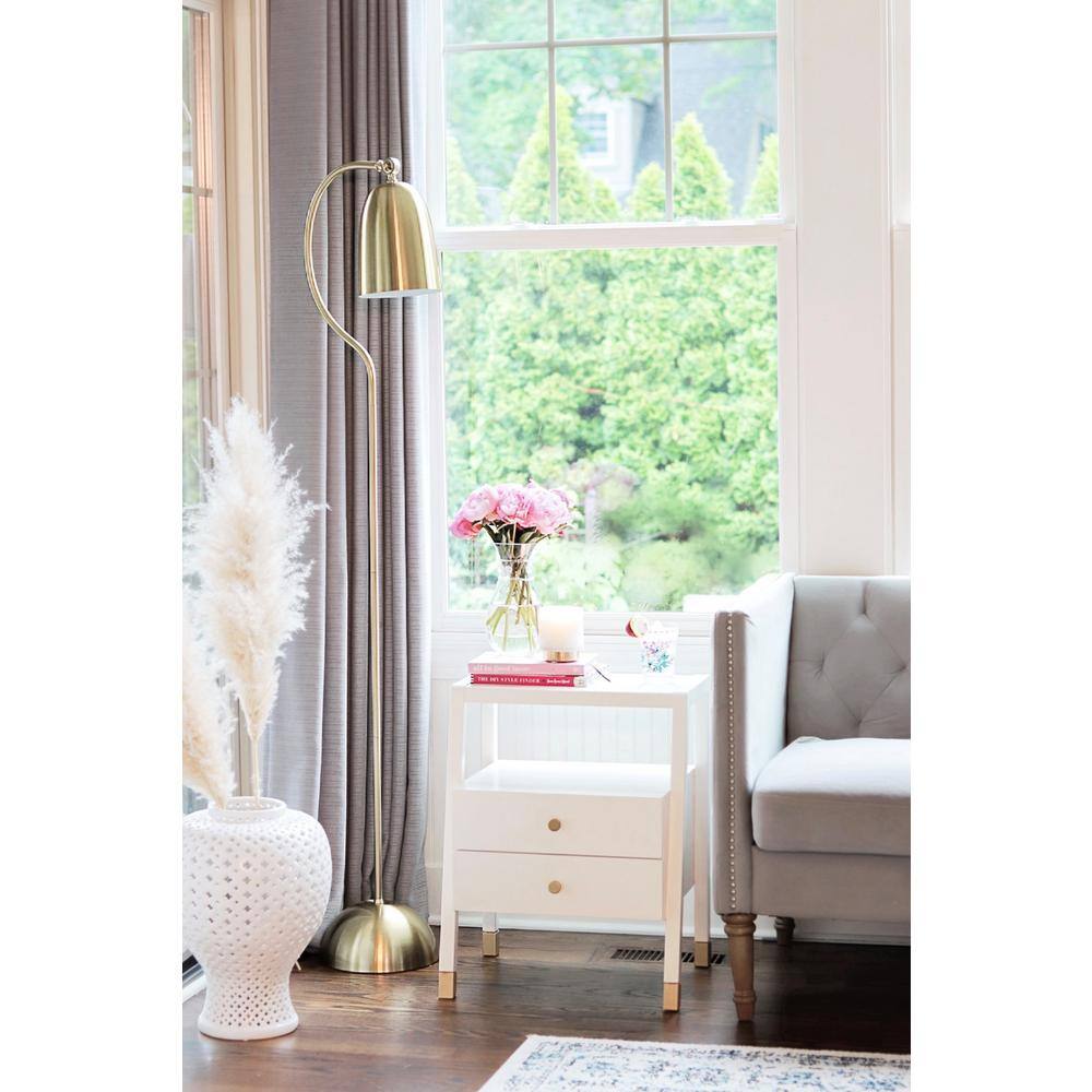 Cove Chic White/Gold Rectangular Storage Accent Table