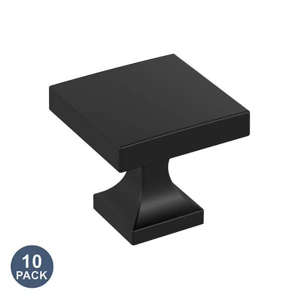 10-Pack Pedestal 1 1/16 in.  27mm  Classic Matte Black Square Cabinet Knobs