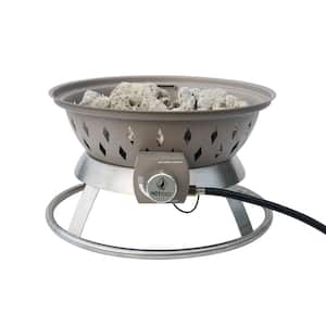Portable 20 in. x 15.75 in. Round Steel Propane Gas Fire Pit with Twist-Lock and Carry Lid in Yosemite Brown