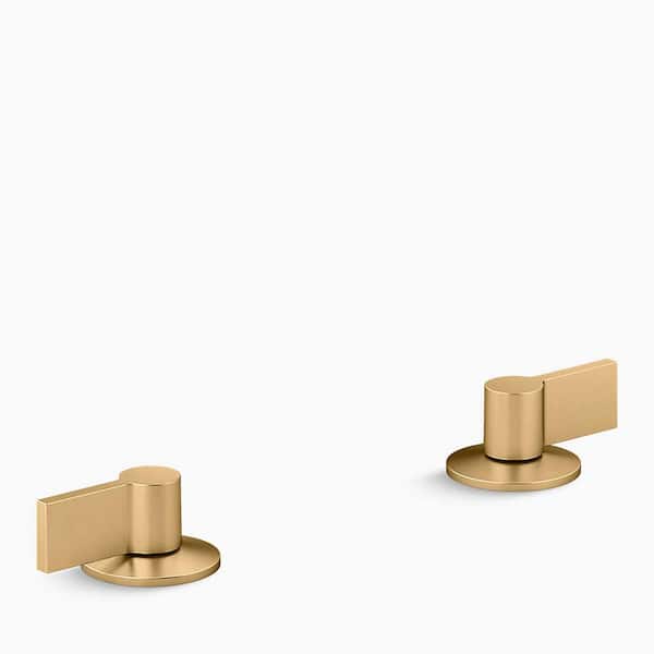KOHLER Components Bathroom Sink Handles with Lever Design in Vibrant Brushed Moderne Brass