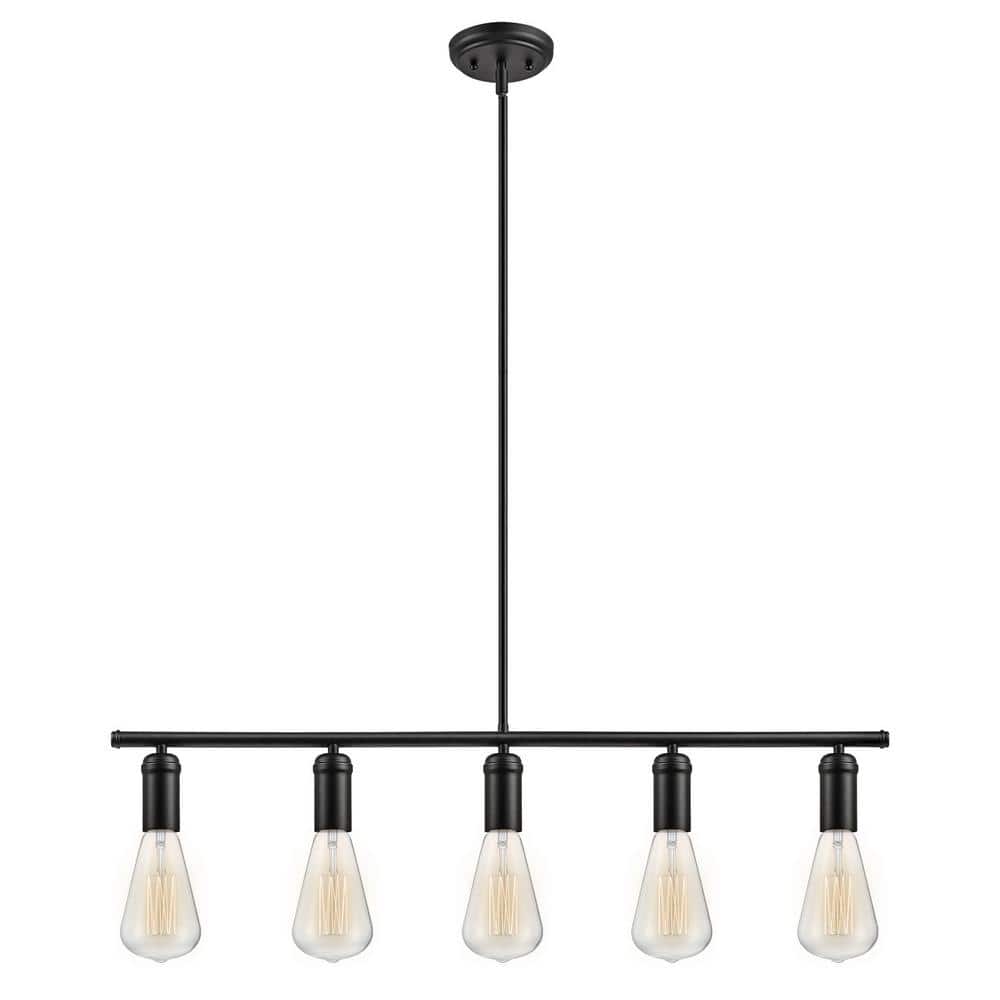 5-Light Matte Black Linear Pendant
