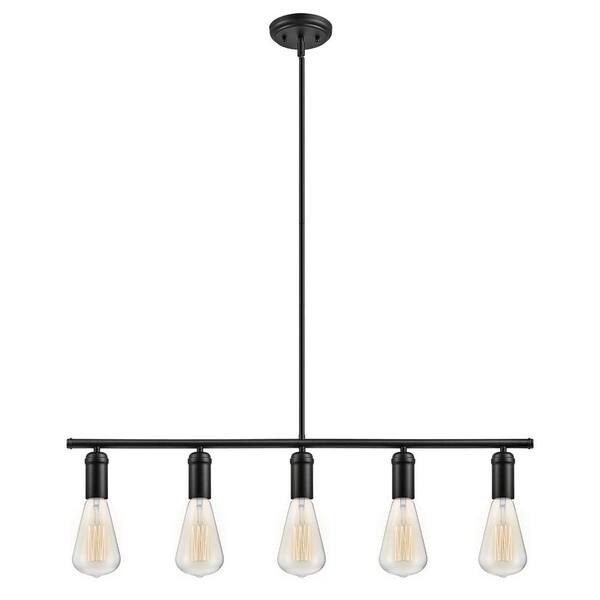 Globe Electric Chromeo 5-Light Matte Black Linear Pendant