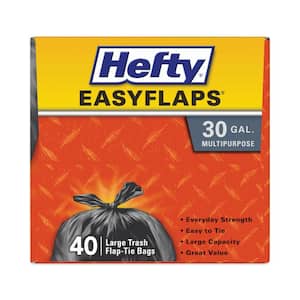30 in. x 33 in. 30 Gal. 0.85 mil Black Easy Flaps Trash Bags (40-Bags/Box, 6-Boxes/Carton)