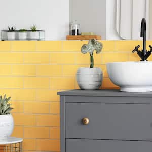 Projectos Sunflower Yellow 3-7/8 in. x 7-3/4 in. Ceramic Floor and Wall Tile (11.0 sq. ft./Case)